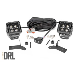 Lampy LED 2" kwadratowe amber DRL Rough Country Black Series