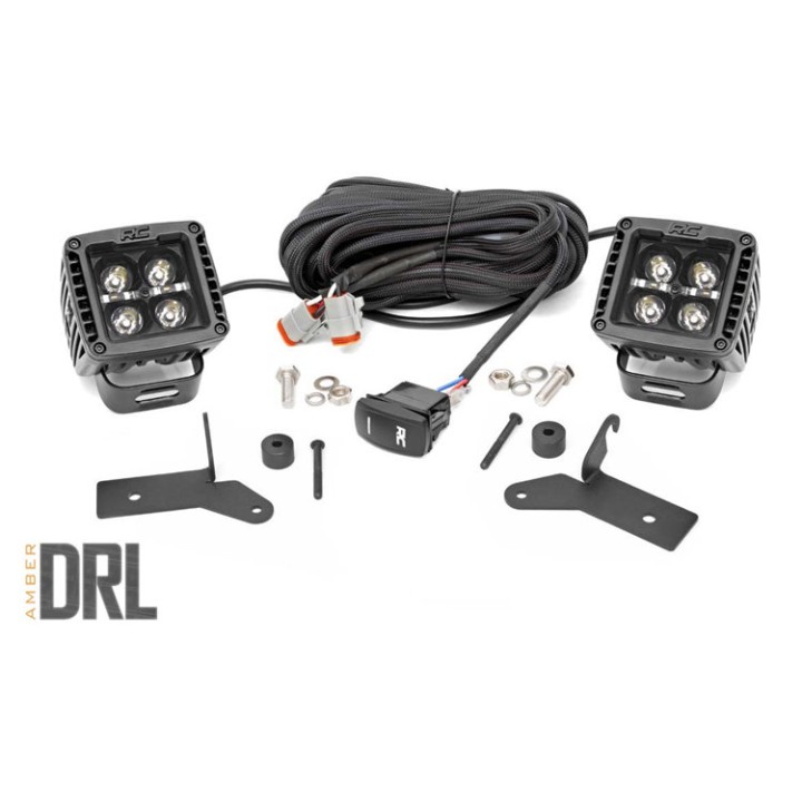 Lampy LED 2" kwadratowe amber DRL Rough Country Black Series