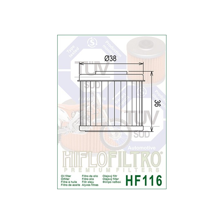 Filtr Oleju CRF 250 450 HF116 Hiflofiltro - view 2
