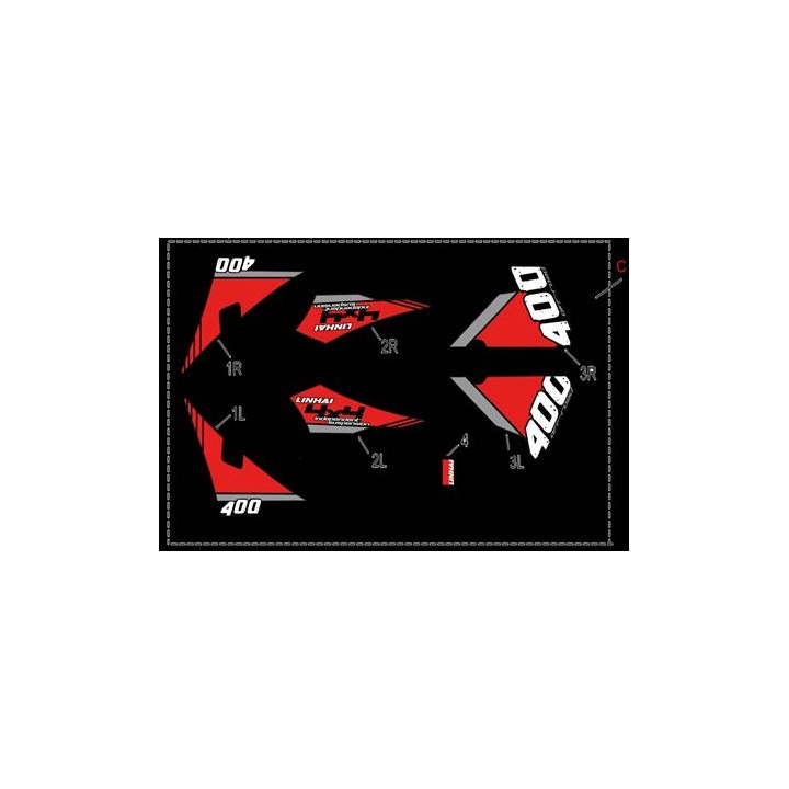 COMPLETE STICKER SET - LINHAI LOGO (BLACK PLASTIC) 400