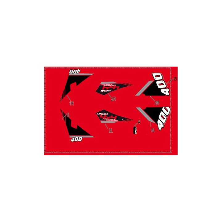 COMPLETE STICKER SET - LINHAI LOGO (RED PLASTIC) 400
