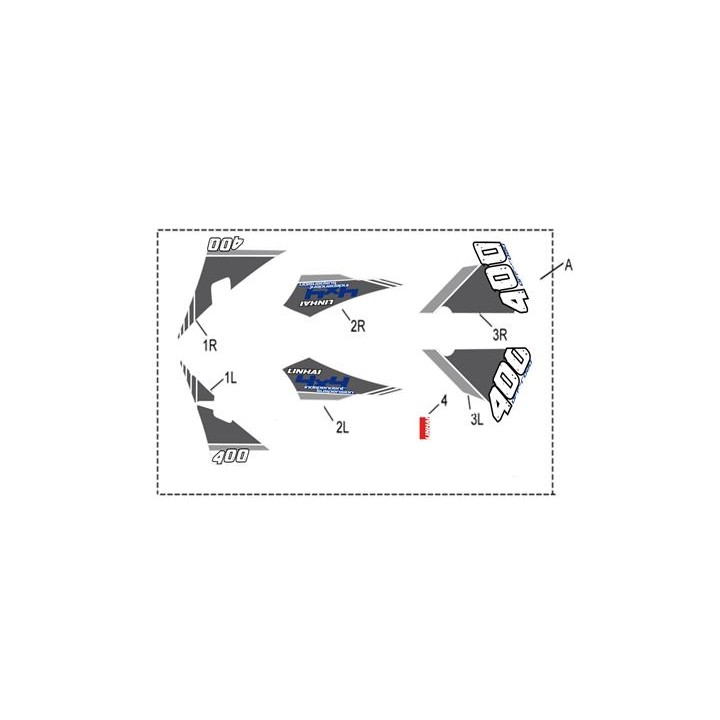 COMPLETE STICKER SET - LINHAI LOGO (WHITE AND ORANGE PLASTIC) 400