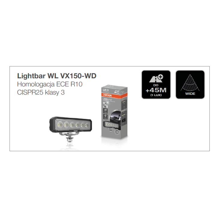 WL VX150-WD LED Work Light Bar 1500 lm Wide Beam