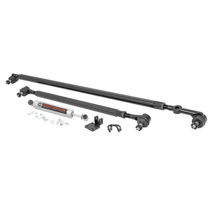 Zestaw do korekcji geometrii z amortyzatorem skrętu Rough Country Lift 4"+