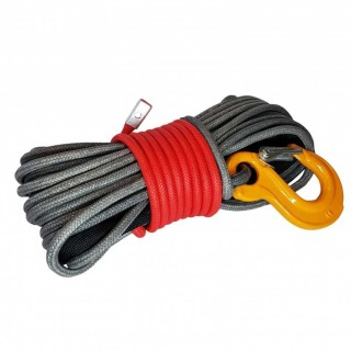 Synthetic Rope for Winch with VipeRope Braiding 6mm x 15m. With Thimble and Hook