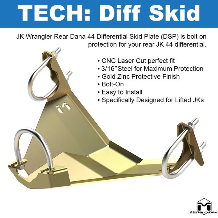 JK Wrangler Rear Dana 44 Differential Skid Plate (DSP)
