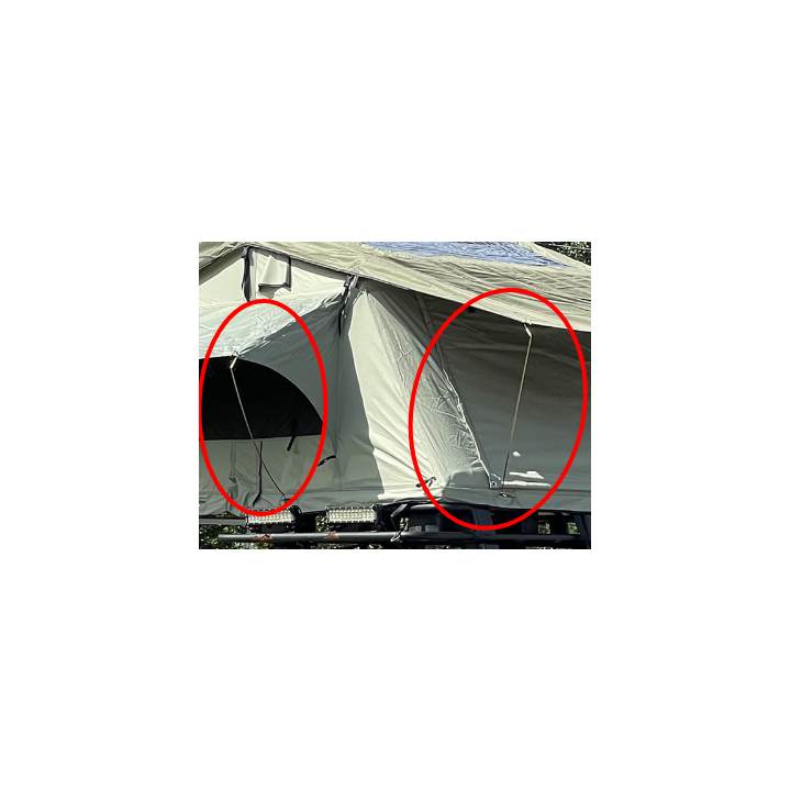 Supporting rod for the canopy over the windows or the flysheet in the roof tent