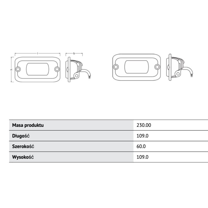 Flush mount WL VX100-FL  OSram RED