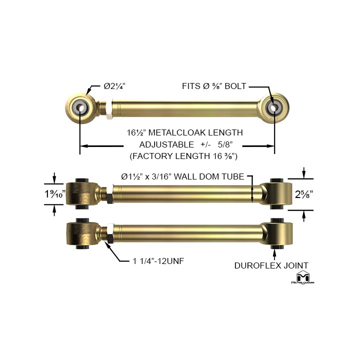 JT Gladiator Rear Upper Duroflex Control Arms