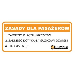 Passenger rules sticker with three off-road riding rules, 11 by 5 cm
