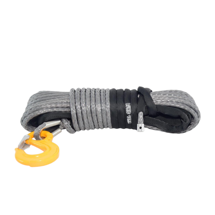 Synthetic rope 10mm 28m grey 15000 KG with hook