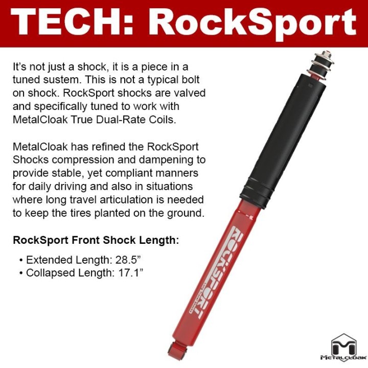RockSport RED Long Travel Shock, JK Wrangler, Front, Pair METALCLOAK - view 3