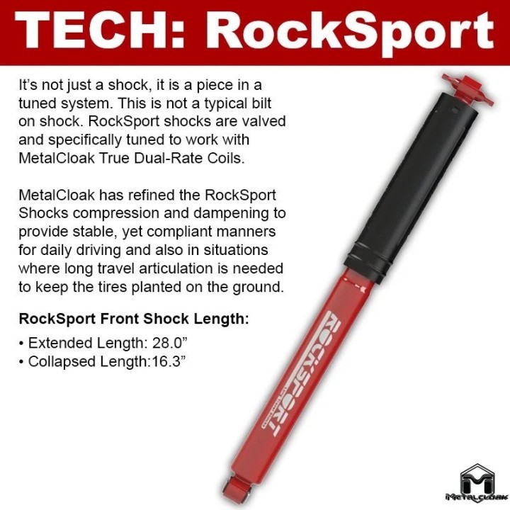RockSport RED Long Travel Shock, JK Wrangler, Rear, Pair METALCLOAK - view 4