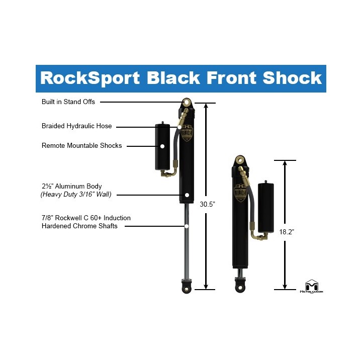 Amortyzatory RockSport Black 4,5 - 5,5" Jeep Wrangler JL Gladiator przednie METALCLOAK - view 3