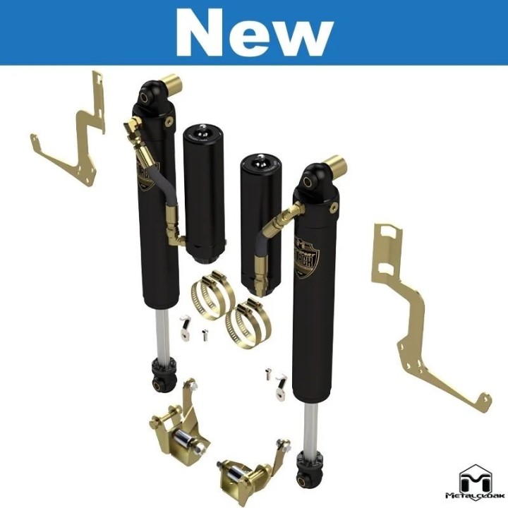RockSport BLACK, 2.5"/3.5" JL Wrangler & JT Gladiator Adjustable Reservoir Shocks, Front, Pair, Standard Axle Edition METALCLOAK