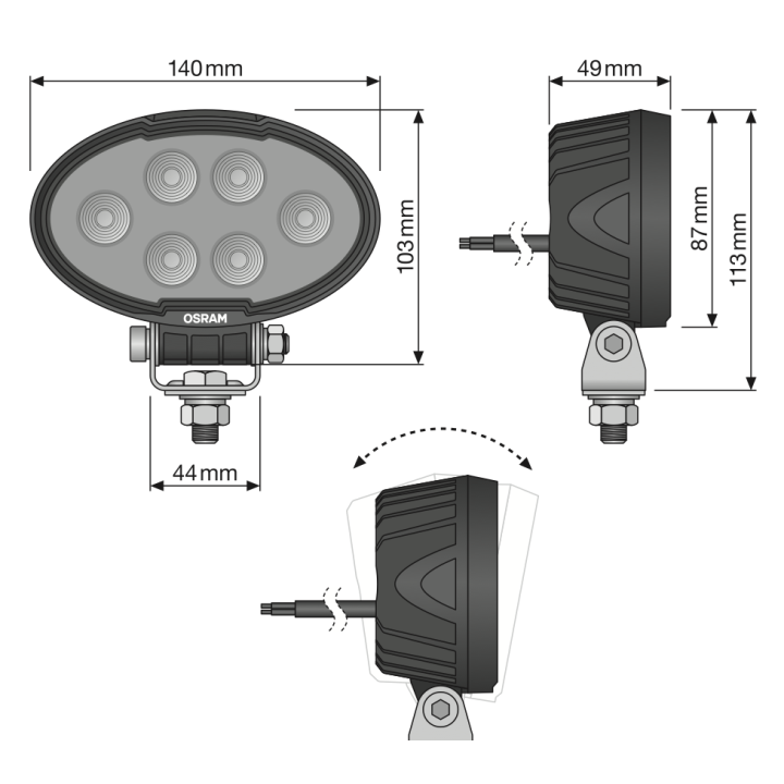 OSRAM LEDriving Oval WL VX150-WD – oval LED work light