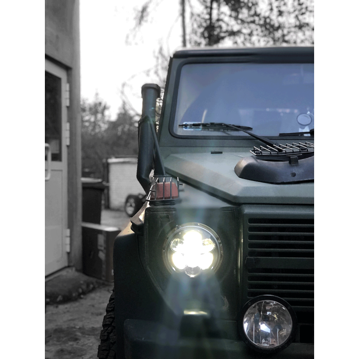 REFLEKTOR 7" LED ŚWIATŁA MIJANIA DROGOWE POZYCJA DRL E4 12-24V, CZARNY
