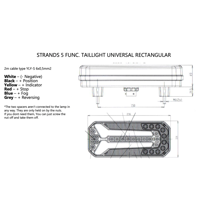 STRANDS 5 FUNC. TAILLIGHT UNIVERSAL RECTANGULAR - view 13