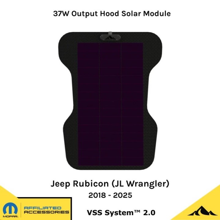 Cascadia 4x4 CHF155 Hood Solar Panel | Jeep JL & JT Rubicon 37W
