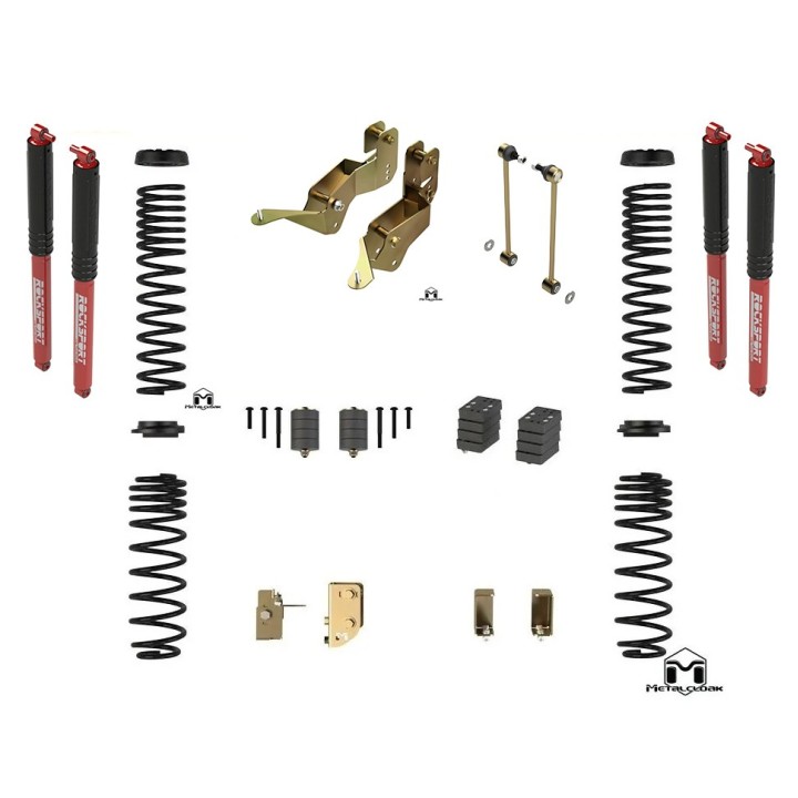 MetalCloak 2.5" Base Camp Lift Kit for Jeep JL Rubicon (2018+) A2325 + Rocksport RED