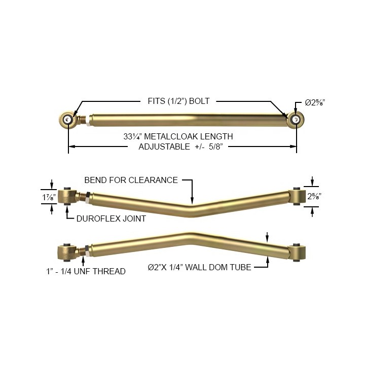 MetalCloak Duroflex Lower Front 4-Link Long Arms, Jeep Wrangler JK