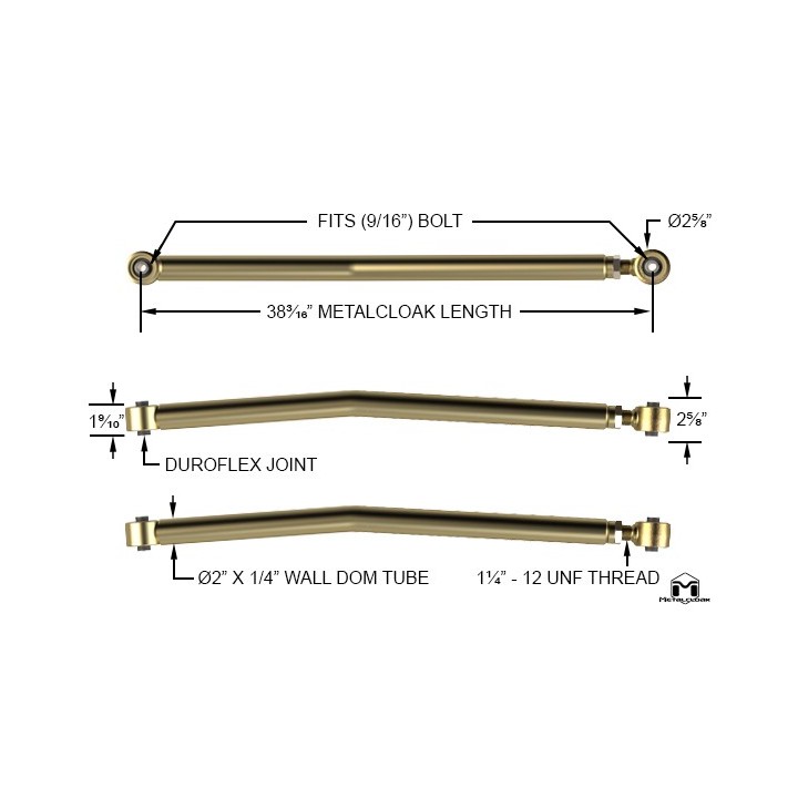 MetalCloak Duroflex Rear Lower Long Arms, Jeep Wrangler JK and JL