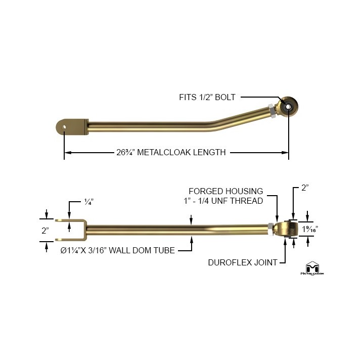 MetalCloak Duroflex Front Upper Long Arms, Jeep Wrangler and Gladiator