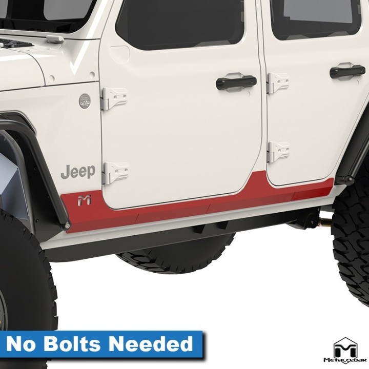 Aluminum Rocker ExoSkin, No Bolts, JL 4-Door / JT METALCLOAK