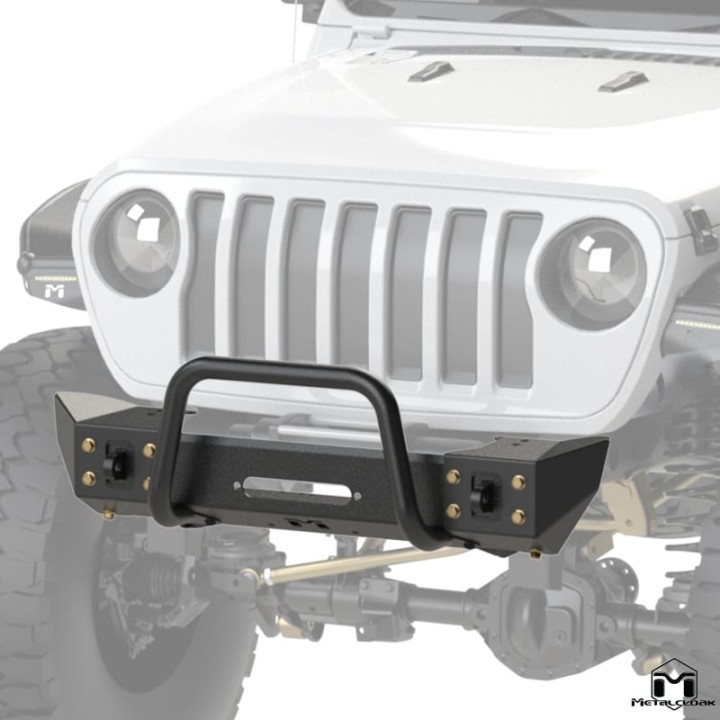 Frame-Built Front Bumper No. 2201, 46" Crawler Caps + Winch Guard, JL/JT METALCLOAK