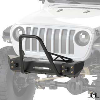 Frame-Built Front Bumper No. 2202, 46" Crawler Caps + Mid Stinger, JL/JT METALCLOAK