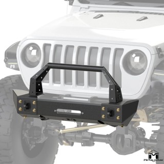 Frame-Built Front Bumper No. 2204, 46" Crawler Caps + Bull Bar, JL/JT METALCLOAK