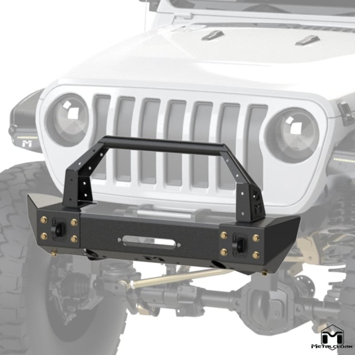 Frame-Built Front Bumper No. 2204, 46" Crawler Caps + Bull Bar, JL/JT METALCLOAK