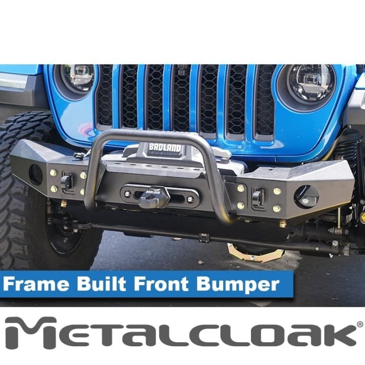 Frame-Built Front Bumper No. 2204, 46" Crawler Caps + Bull Bar, JL/JT METALCLOAK - view 3