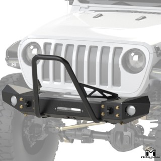 Frame-Built Front Bumper No. 2402, 56" Light Caps + Mid Stinger, JL/JT METALCLOAK