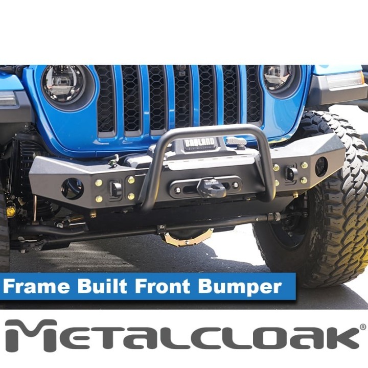Frame-Built Front Bumper No. 2402, 56" Light Caps + Mid Stinger, JL/JT METALCLOAK - view 5