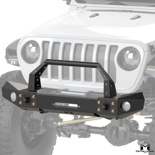 Frame-Built Front Bumper No. 2404, 56" Light Caps + Bull Bar, JL/JT METALCLOAK