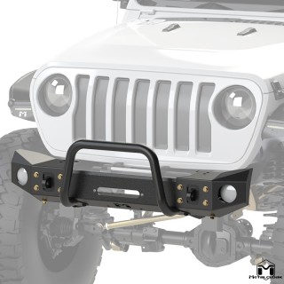 Frame-Built Front Bumper No. 2501, 49" Light Caps + Winch Guard, JL/JT METALCLOAK