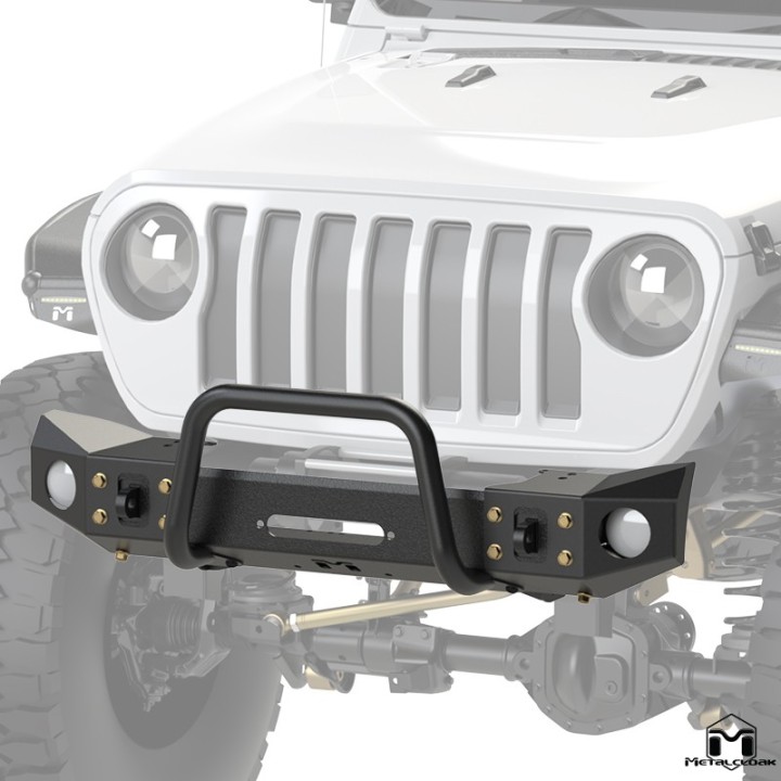 Frame-Built Front Bumper No. 2501, 49" Light Caps + Winch Guard, JL/JT METALCLOAK