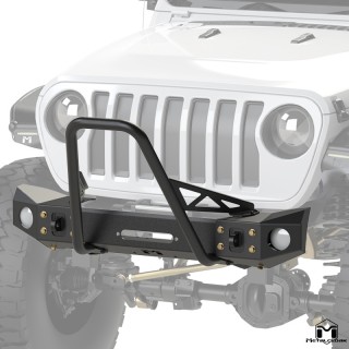 Frame-Built Front Bumper No. 2502, 49" Light Caps + Mid Stinger, JL/JT METALCLOAK
