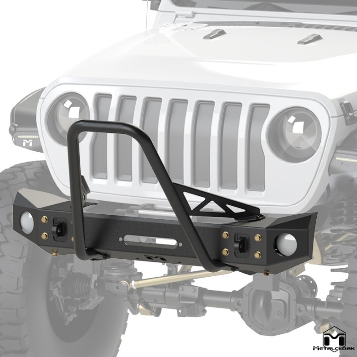 Frame-Built Front Bumper No. 2502, 49" Light Caps + Mid Stinger, JL/JT METALCLOAK