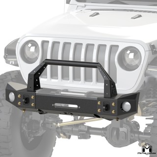 Frame-Built Front Bumper No. 2504, 49" Light Caps + Bull Bar, JL/JT METALCLOAK