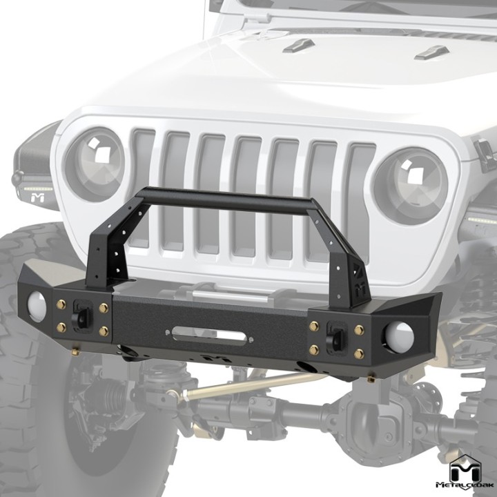 Frame-Built Front Bumper No. 2504, 49" Light Caps + Bull Bar, JL/JT METALCLOAK