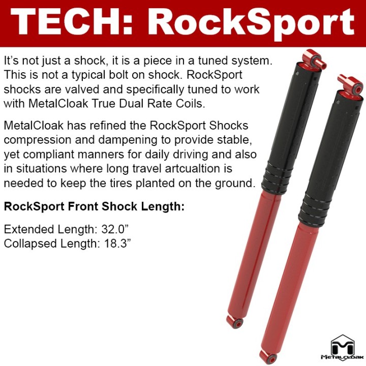 RockSport RED Long(er) Travel Rear Shocks, Pair, JL Wrangler METALCLOAK - view 2