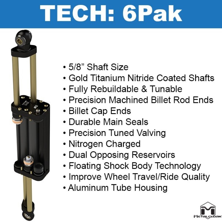 6Pak BLACK Rear Shocks 3.5" - Jeep Wrangler TJ/LJ | MetalCloak