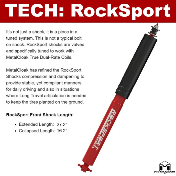 RockSport RED Long Travel Front Shocks - Jeep Wrangler TJ/LJ | MetalCloak