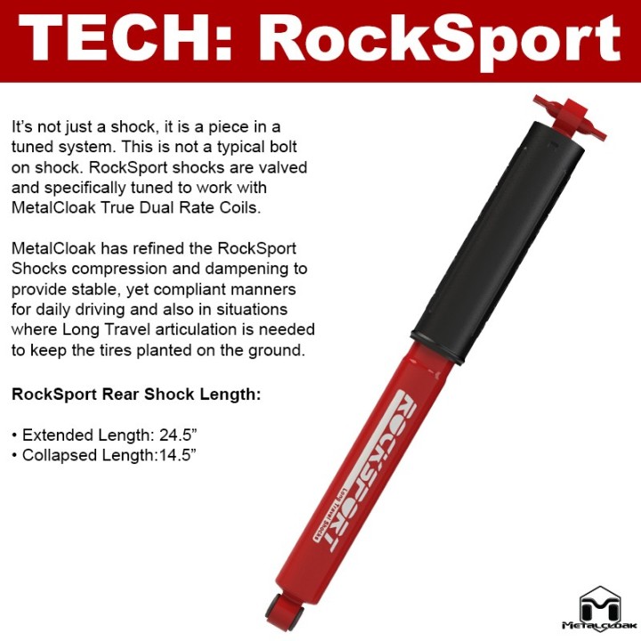 RockSport RED Long Travel Rear Shocks - Jeep Wrangler TJ/LJ | MetalCloak