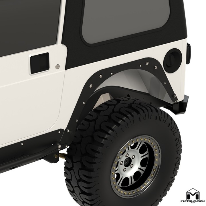 Rear Flare Mounting Plate, Pair, TJ, Mod Cut, Black Powder Coat METALCLOAK - view 4