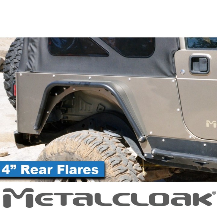 4" Rear Flare, Pair, TJ/LJ/YJ/CJ, Black Powder Coat METALCLOAK - view 3
