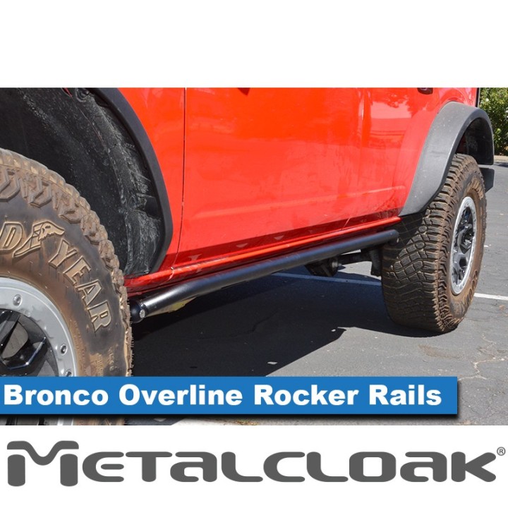 Overline Rocker Rails, 4-Door, Black Powder Coat, Ford Bronco 6G METALCLOAK - view 3