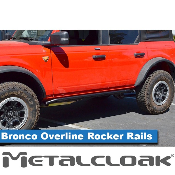 Overline Rocker Rails, 4-Door, Black Powder Coat, Ford Bronco 6G METALCLOAK - view 4